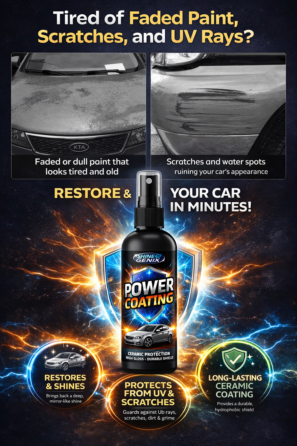 Power Coating For Long-Lasting Shine (BUY 1 GET 3) Scratches & Swirls, Faded Paint, Deep Shine
